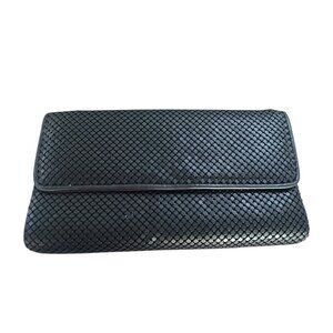 Whiting & Davis Vintage Black Mesh Fold Over Clutch Bag Purse Handbag